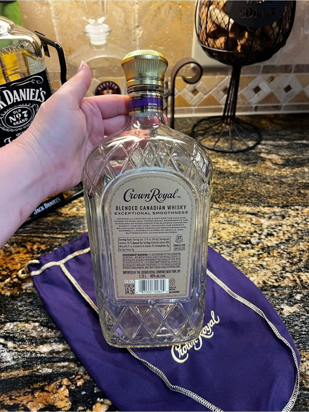 Crown Royal 1.75L Bottle & Purple Velvet Crown Royal Bag